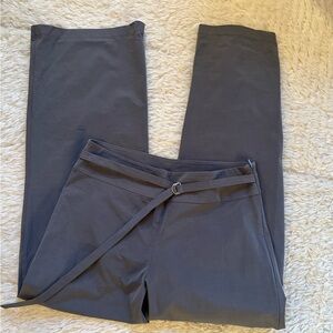 Mango Gray Straight Dress Pants with D-Ring Fabric Belt